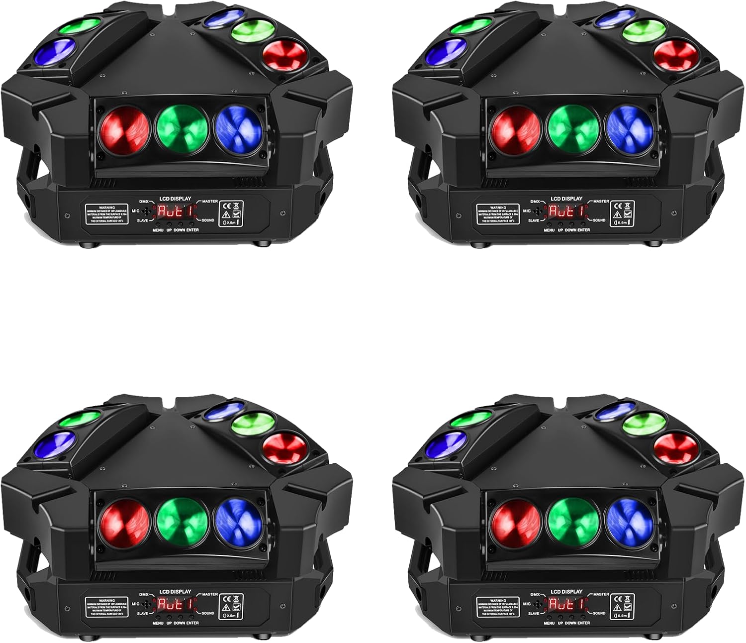 4-Pack Spider Moving Head Lights for DJ and Party Events