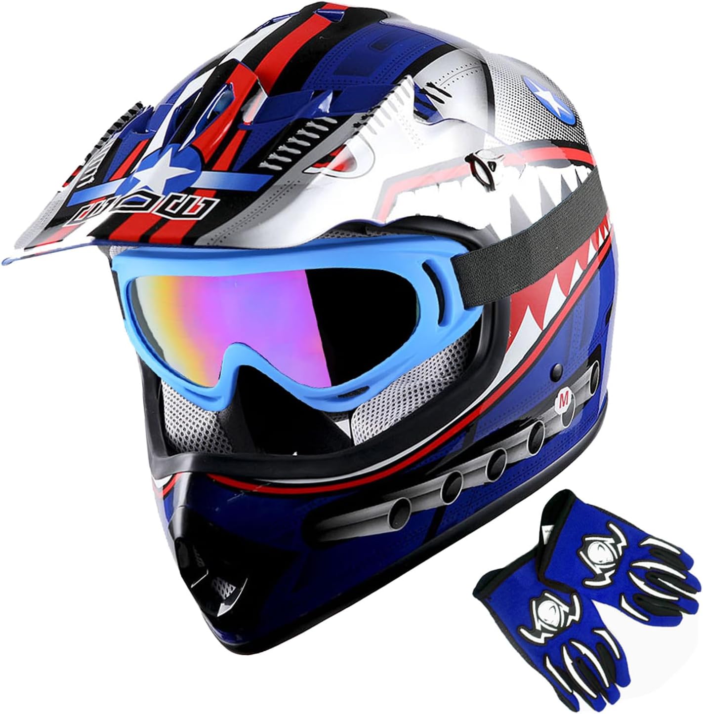 1Storm Youth Motocross Helmet Bundle with Goggles and Gloves
