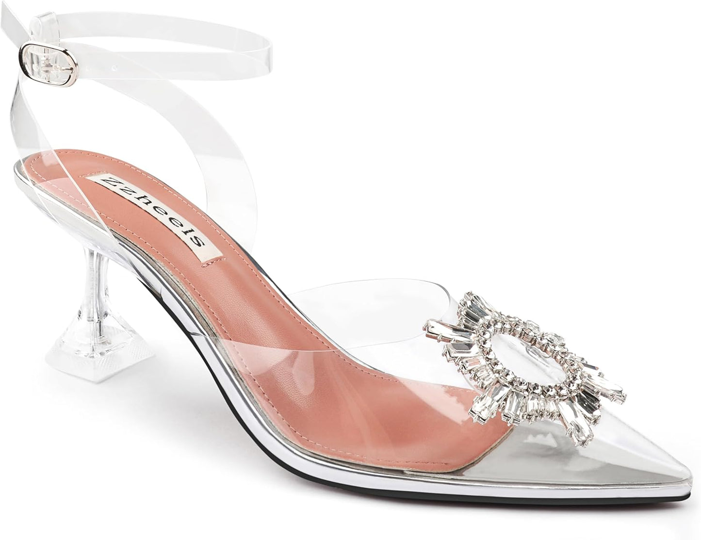 Zzheels Women's High Heel Crystal Slingback Pumps for Parties