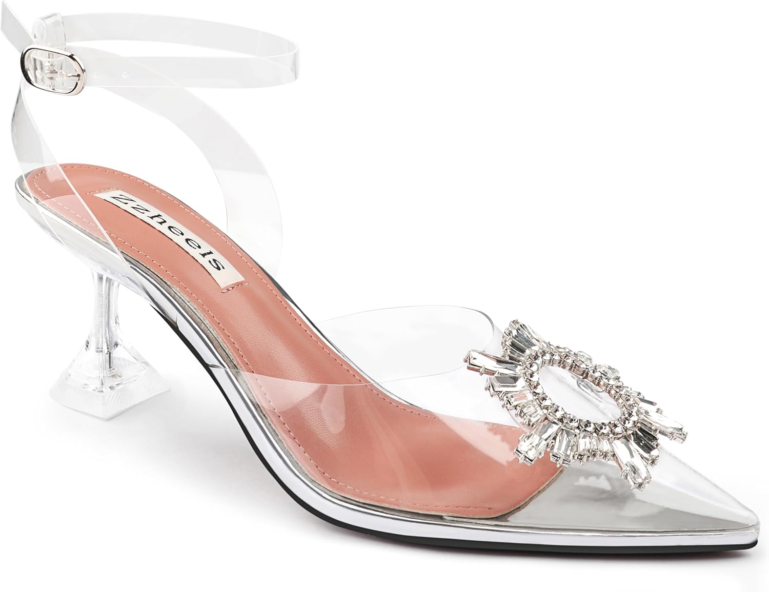 Zzheels Women's High Heel Crystal Slingback Pumps for Parties