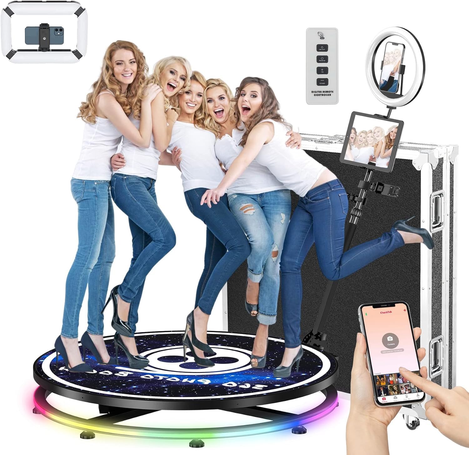 360 Photo Booth Machine with Ring Light for Parties and Events