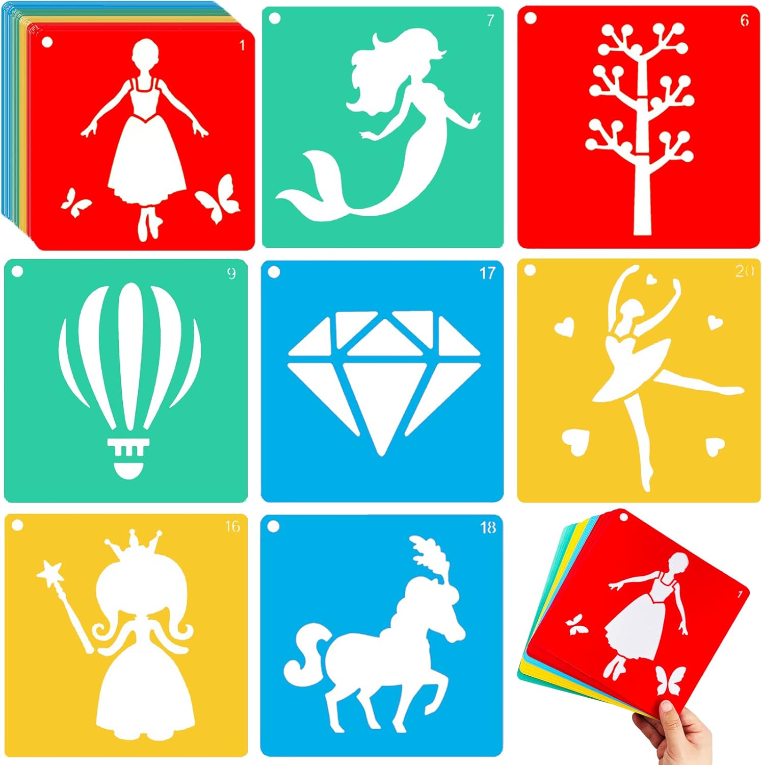 Kaemi Large Stencil Set: 30 Fun Patterns - Ideal Gift for Kids!