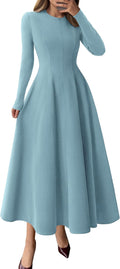 Women's Long Sleeve Midi A Line Cocktail Dress - Flowy Fall Staple