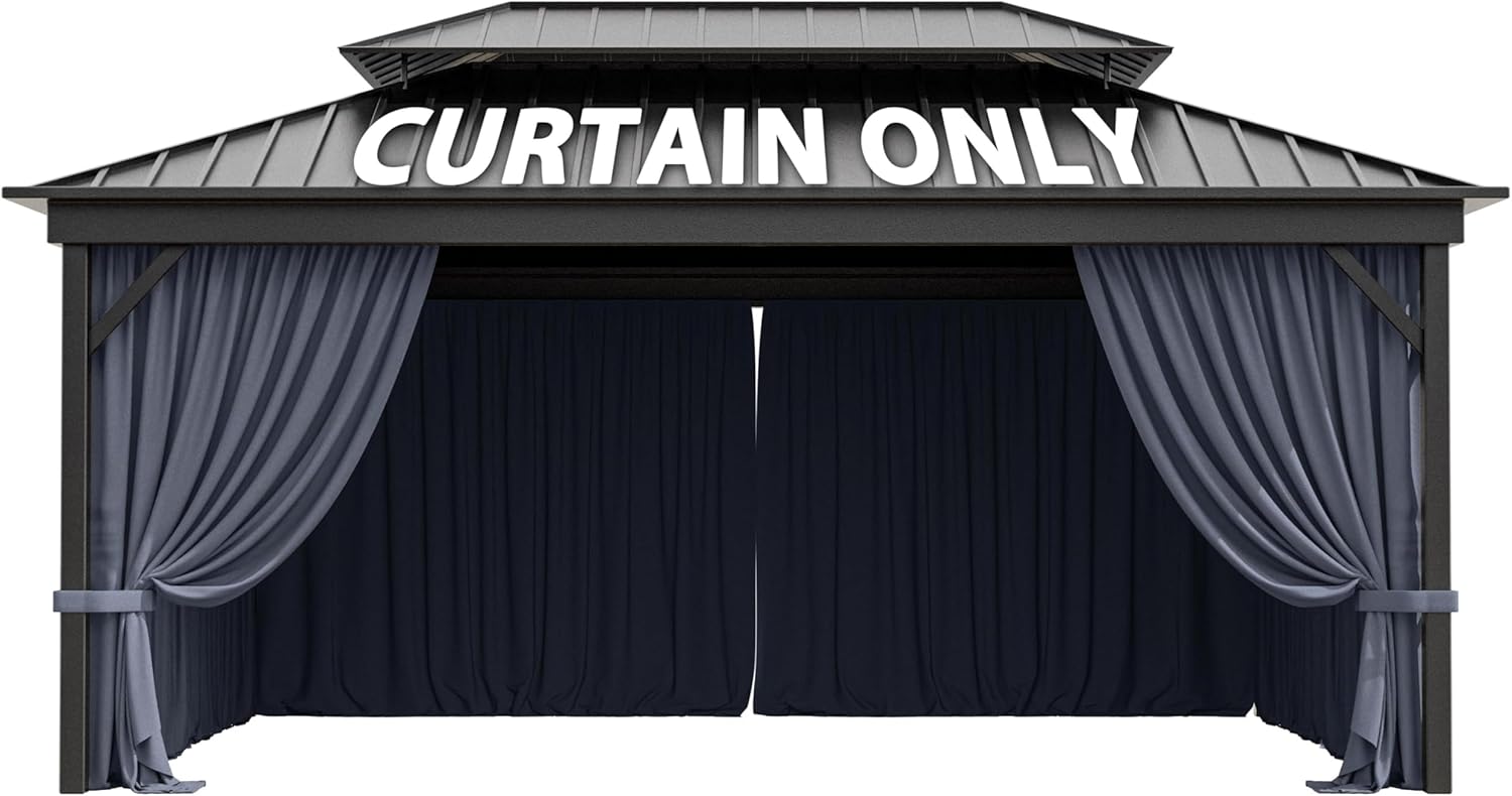 12ftX16ft Gazebo Curtains Waterproof with Zipper Sidewalls