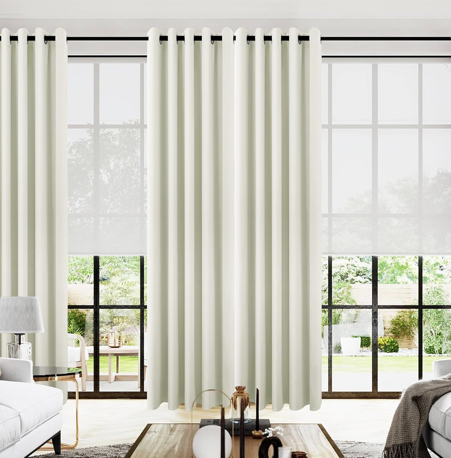 KOUFALL Drapes for Living Room - Half Blackout Curtains Set