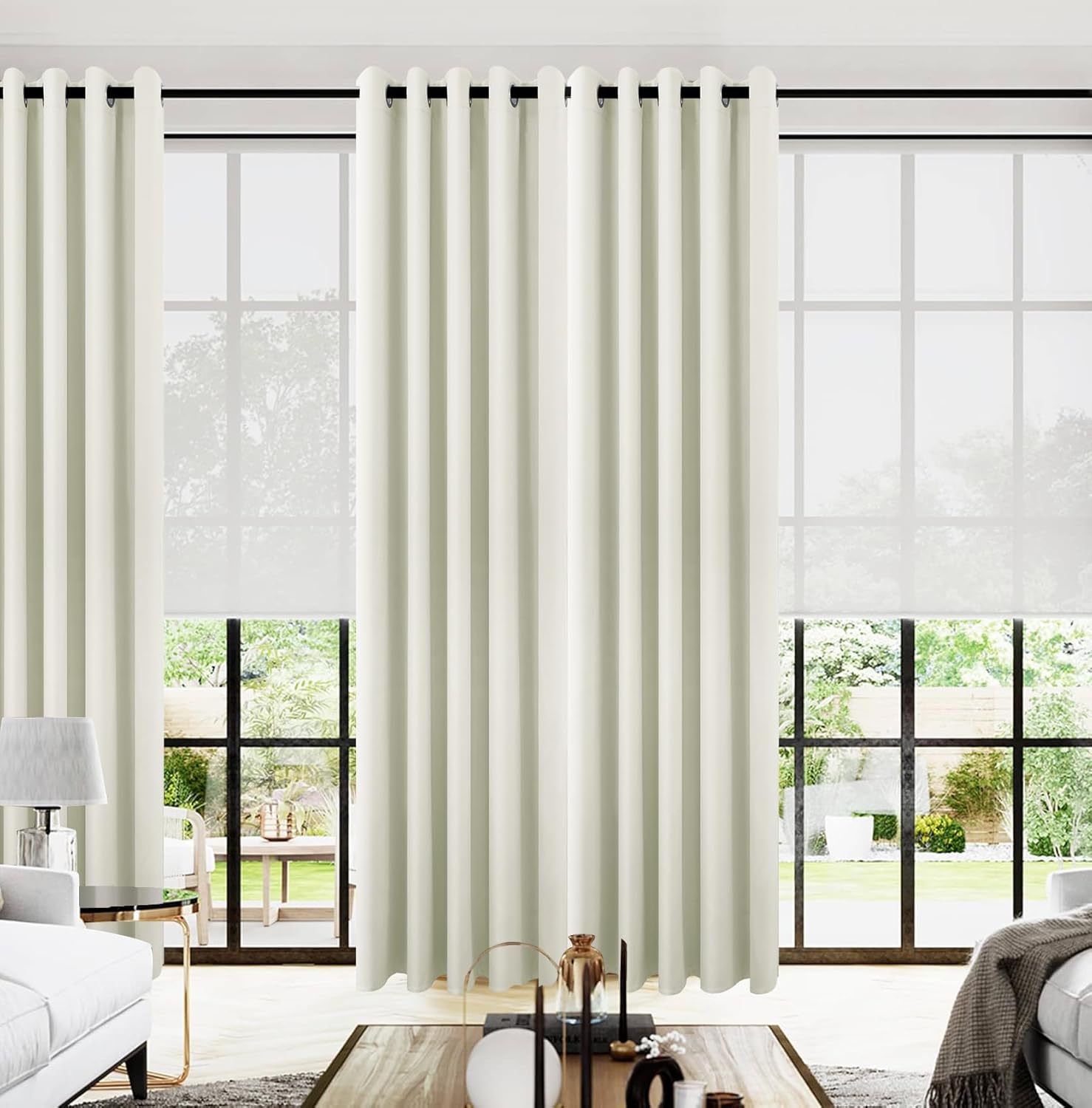 KOUFALL Drapes for Living Room - Half Blackout Curtains Set
