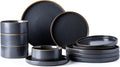 Ceramic Dinnerware Set for 4, Matte Stoneware Plates and Bowls