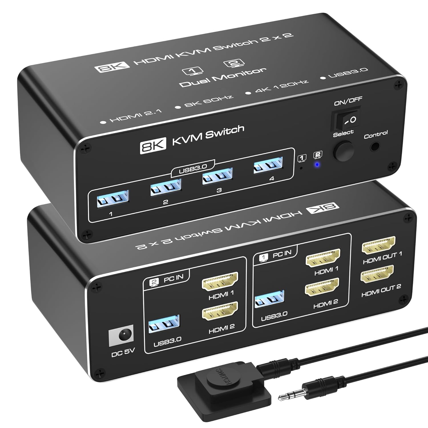 KVM Switch 2 Monitors 2 Computers for Seamless Control