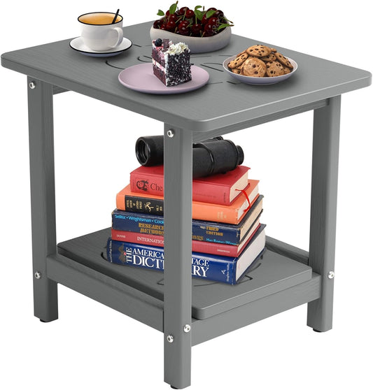 18.9in HDPE Outdoor Side Table for Patio, Porch, and Balcony