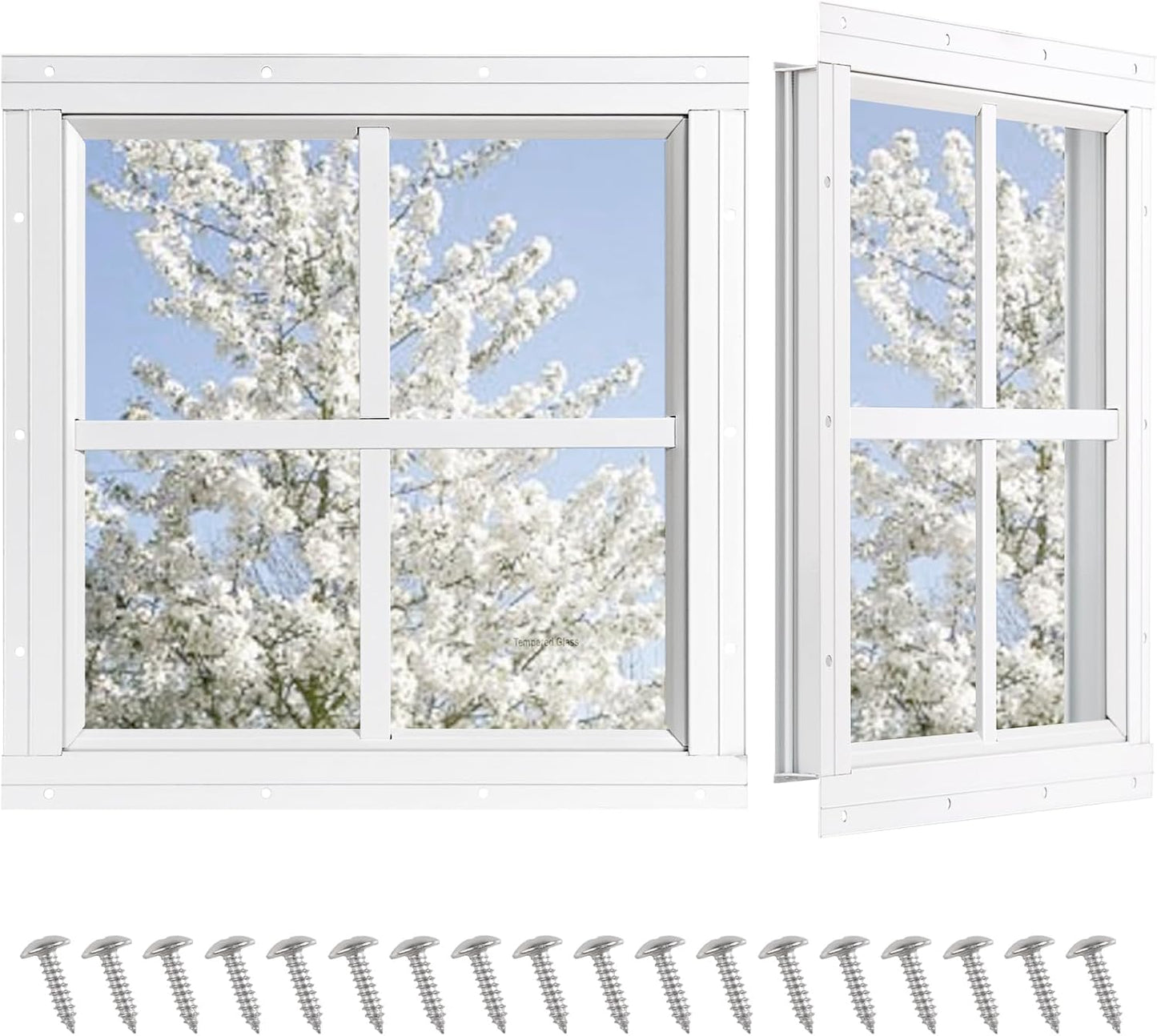 Durable Shed Windows 2 Pack with Tempered Glass for Sheds