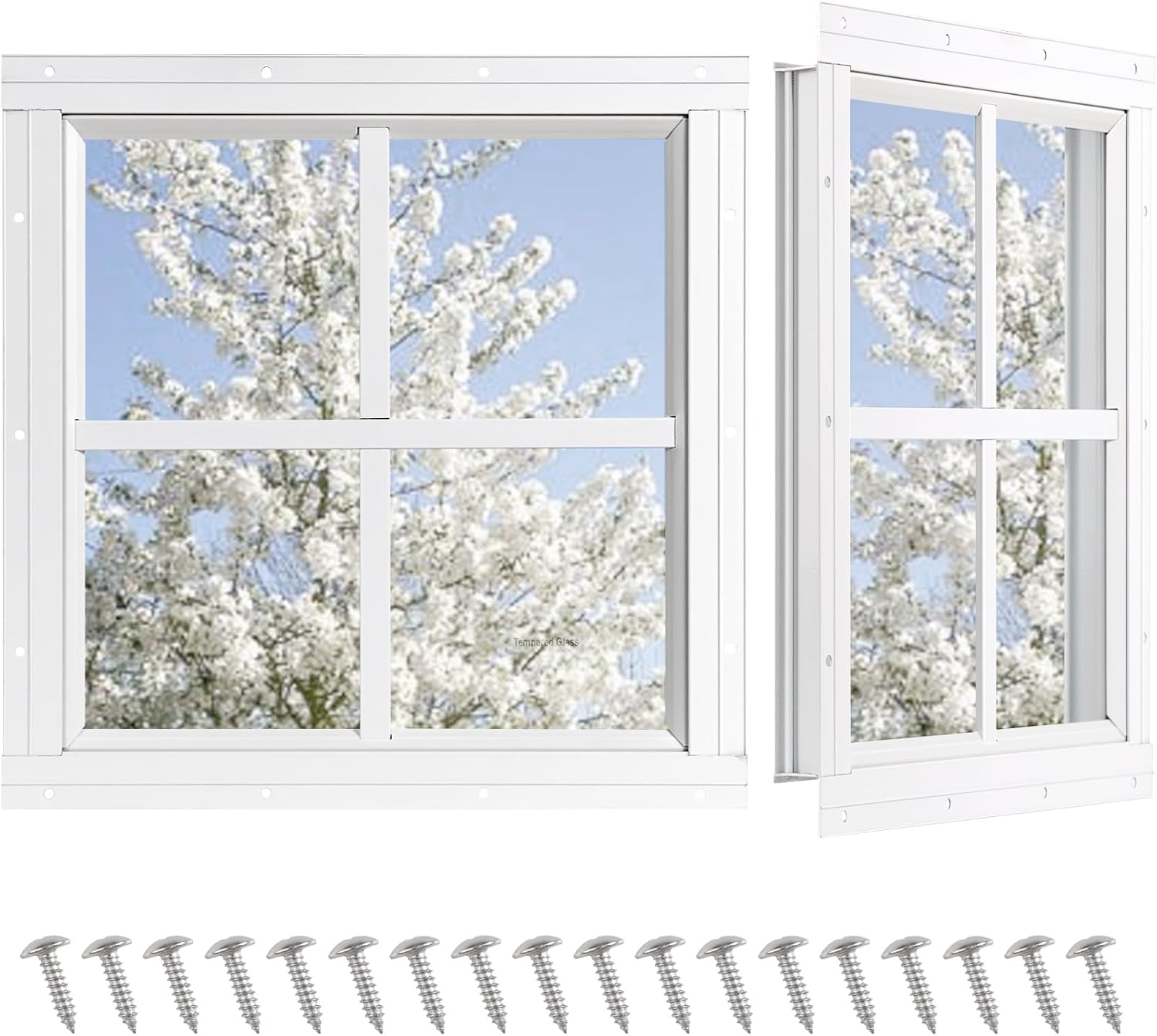 Durable Shed Windows 2 Pack with Tempered Glass for Sheds