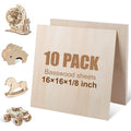 10 Pack 16x16x1/8 in Basswood Sheets for Laser Cutting - Large Craft