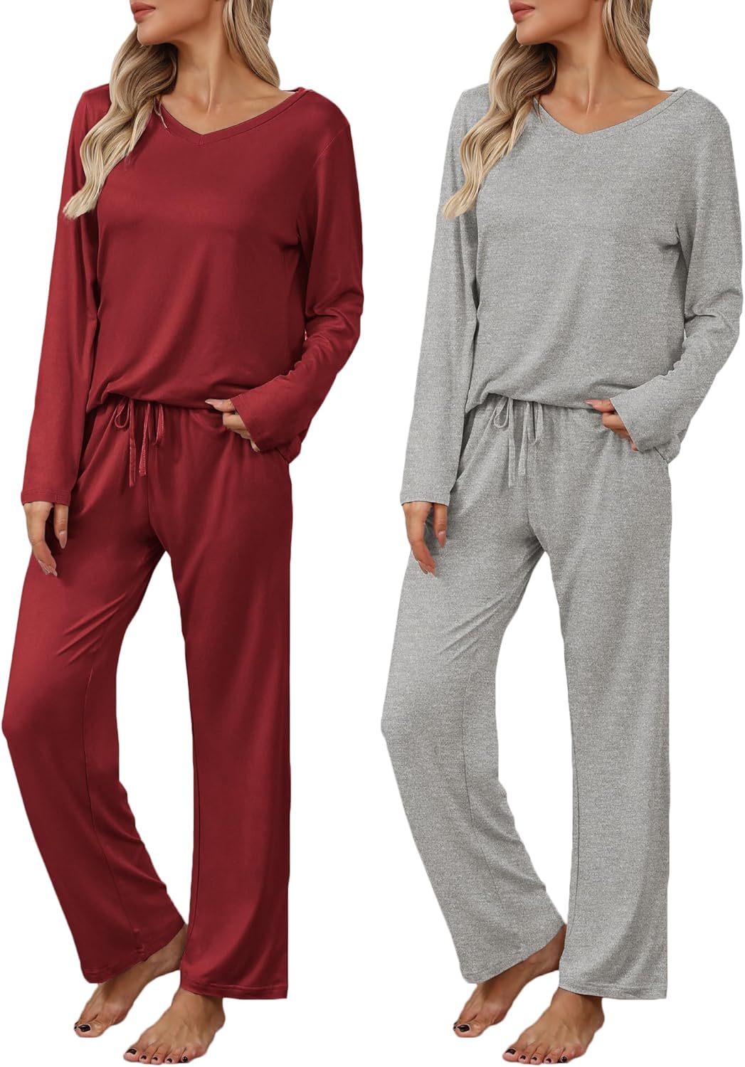 Ekouaer Womens 2 Pack Pajama Set for Cozy Loungewear Comfort