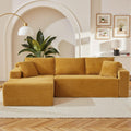 105 in Corduroy Modular Sectional Sofa with Left Chaise - Yellow