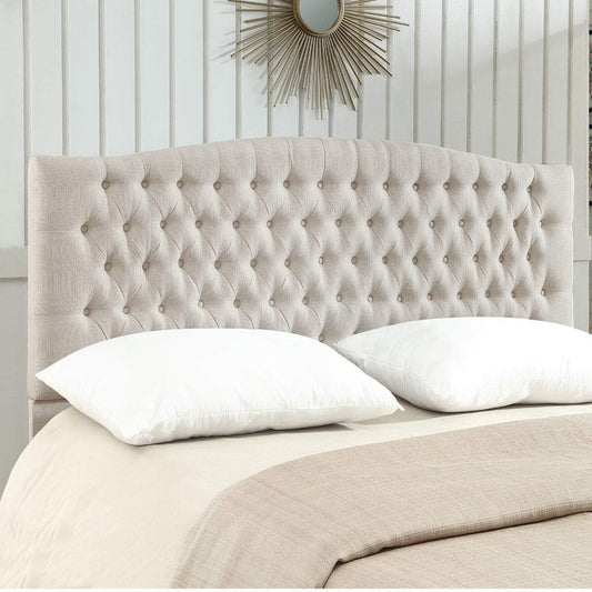 24KF Upholstered Tufted Button Linen Fabric Headboard for King