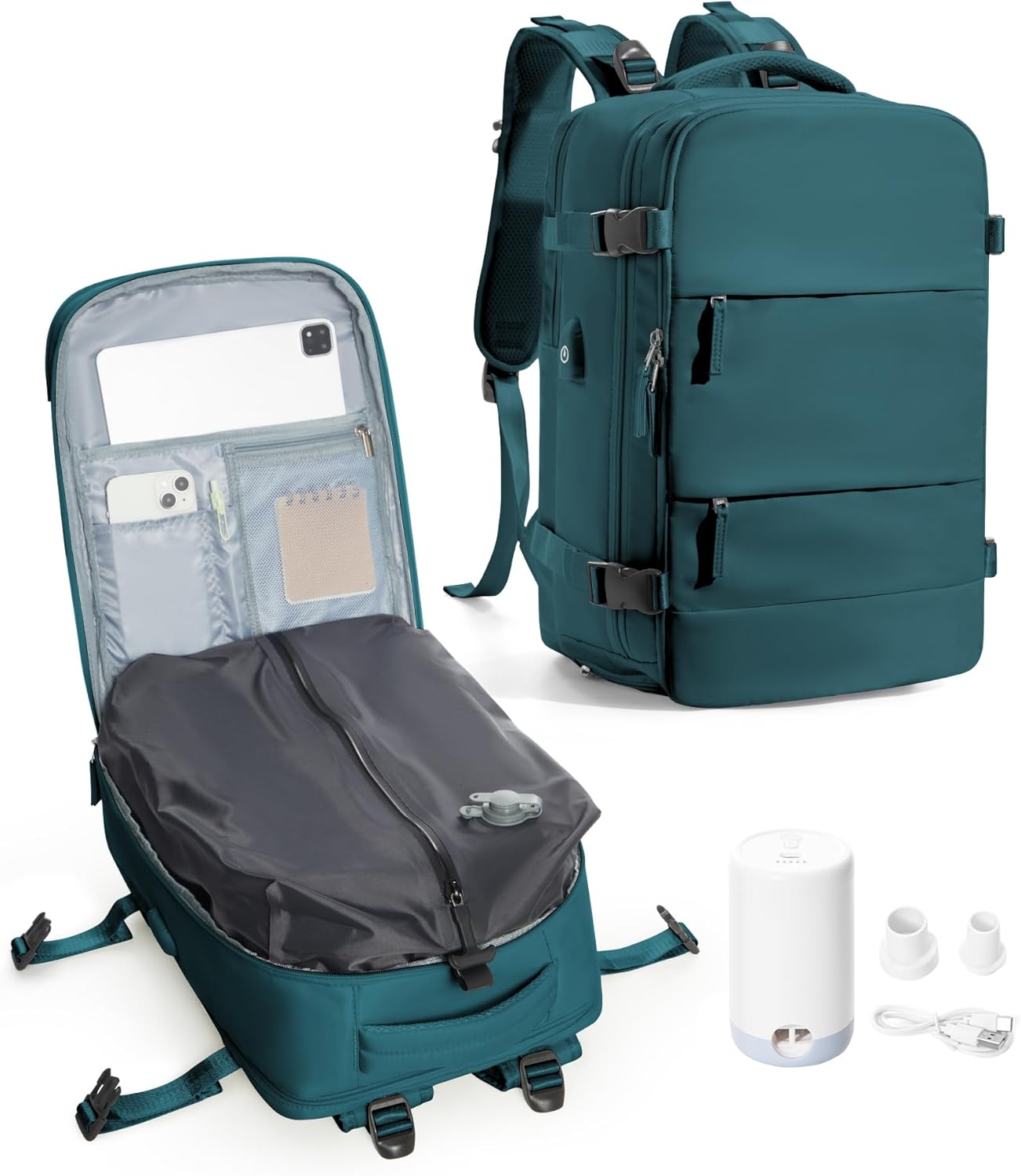 Vacuum Travel Backpack with Pump for Men, Flight Approved