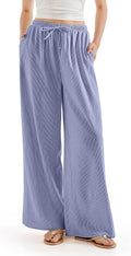 Women Wide Leg Linen Pants High Waisted Palazzo - Comfortable Summer