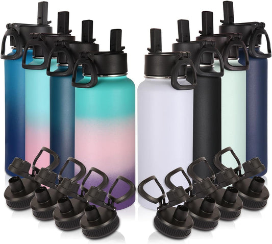 Volhoply 32 oz Insulated Water Bottles Bulk 8 Pack with Lids