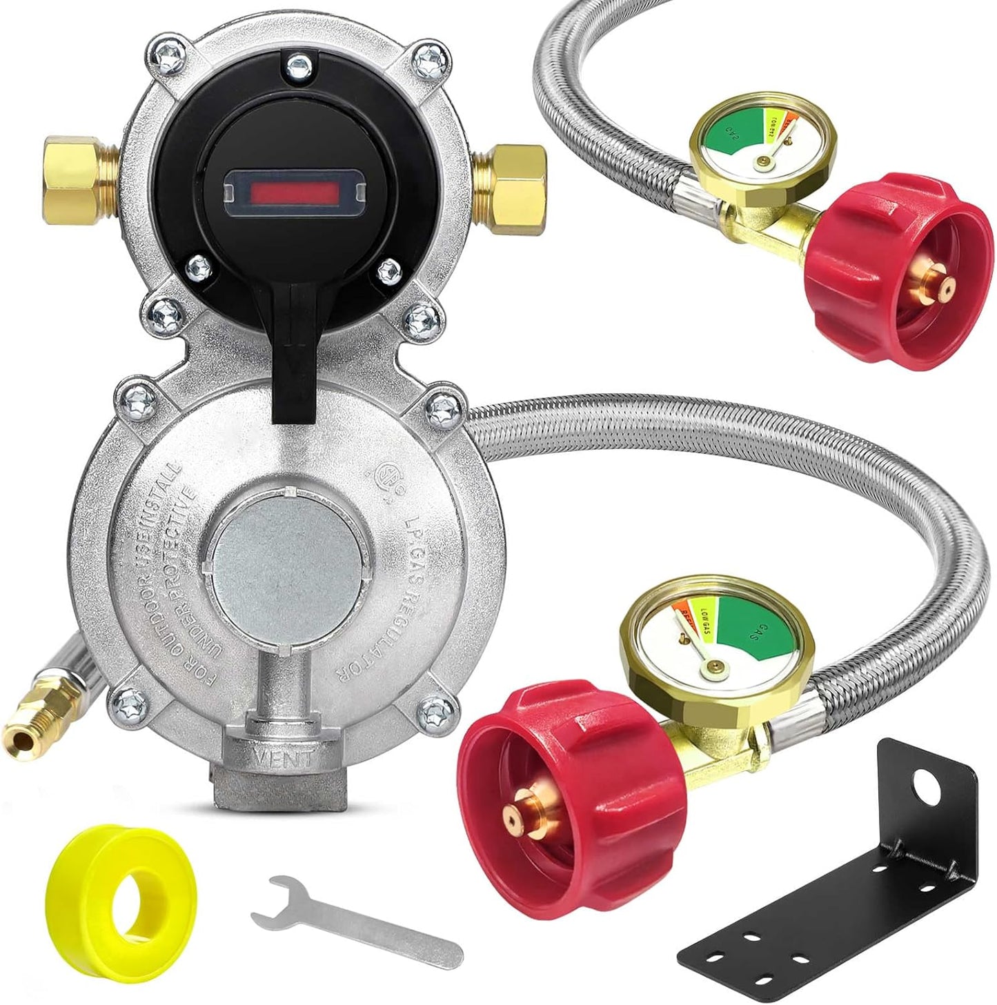 RV Propane 2-Stage Auto Changeover Regulator with Hoses