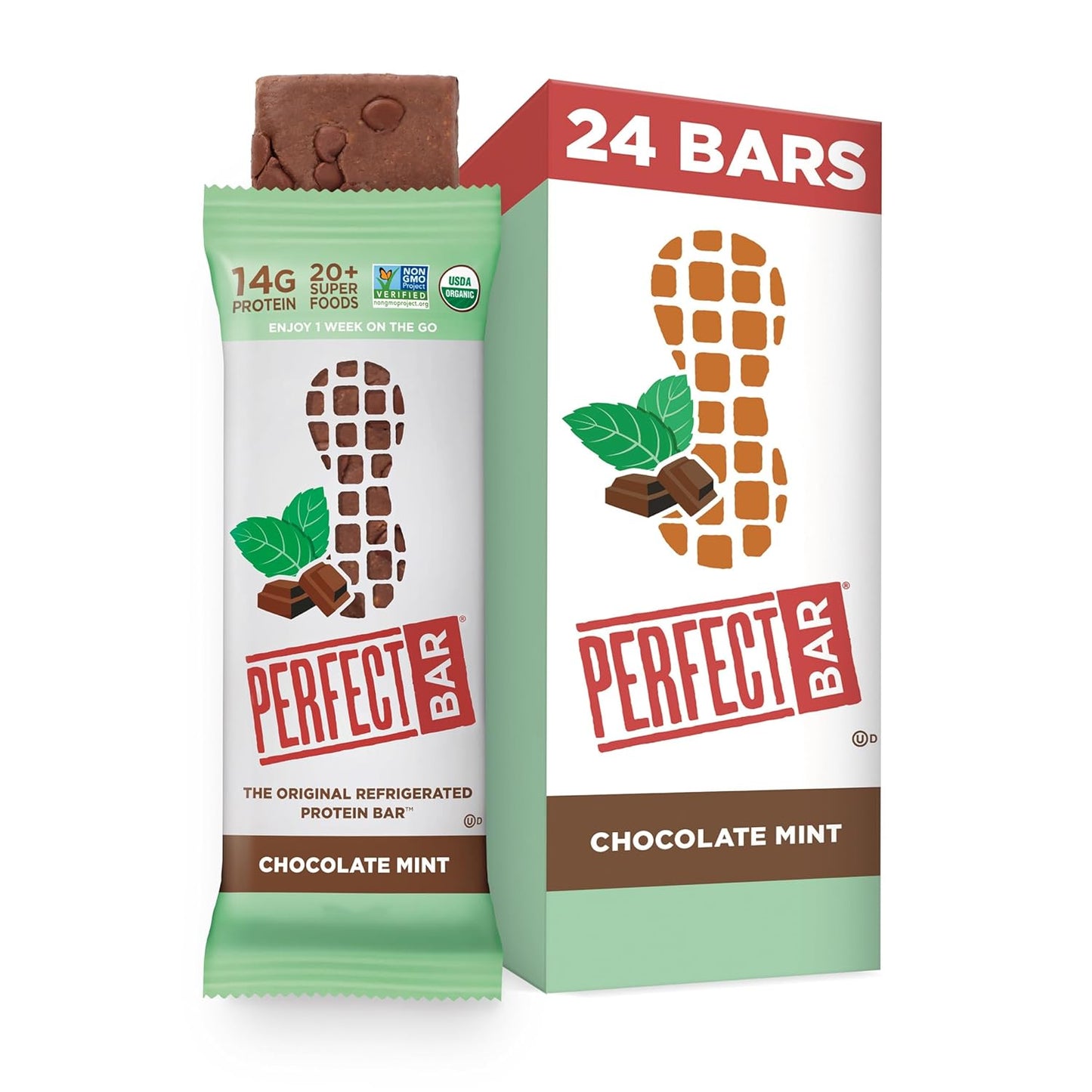 Perfect Bar Chocolate Mint Protein Bar - Organic High Protein Snack