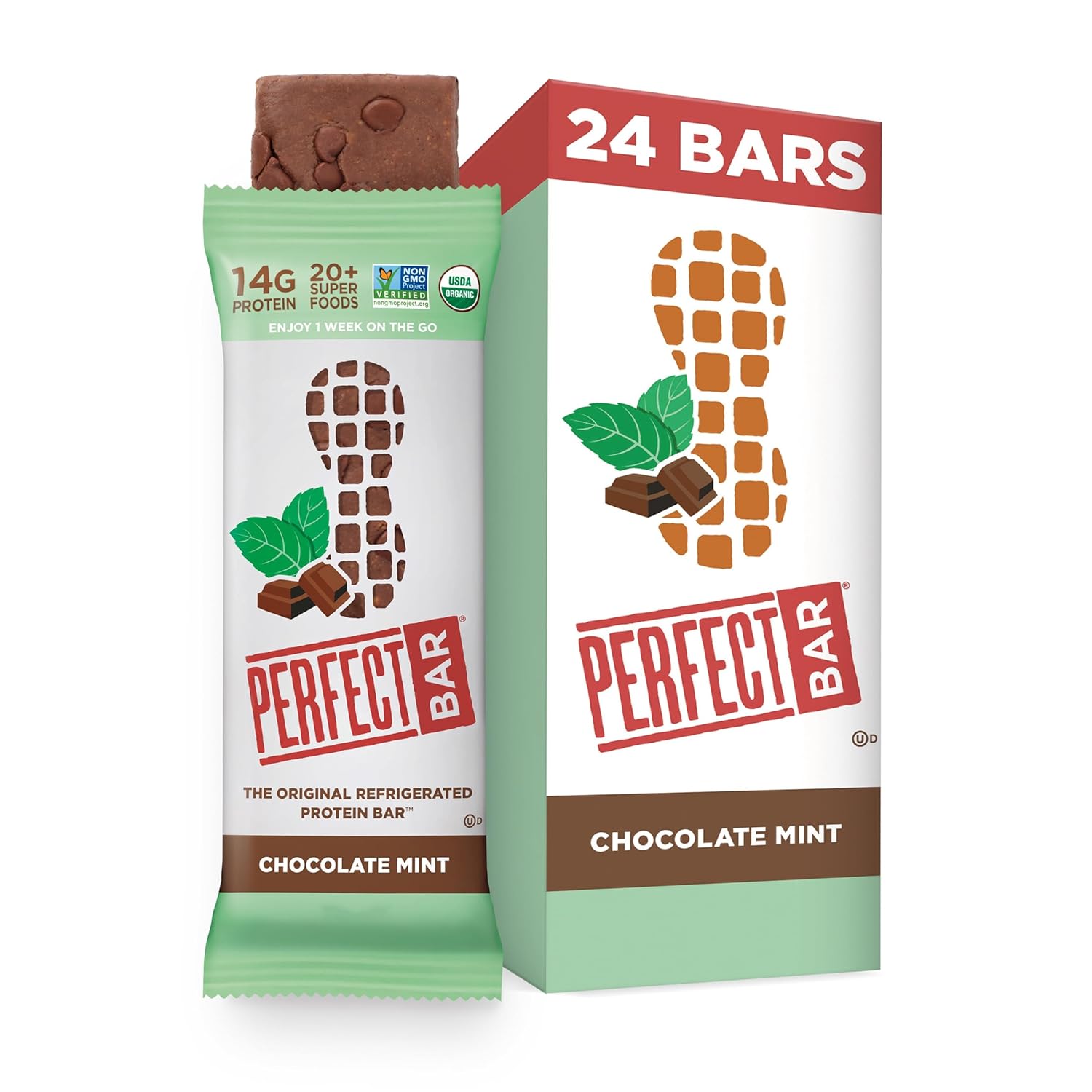 Perfect Bar Chocolate Mint Protein Bar - Organic High Protein Snack