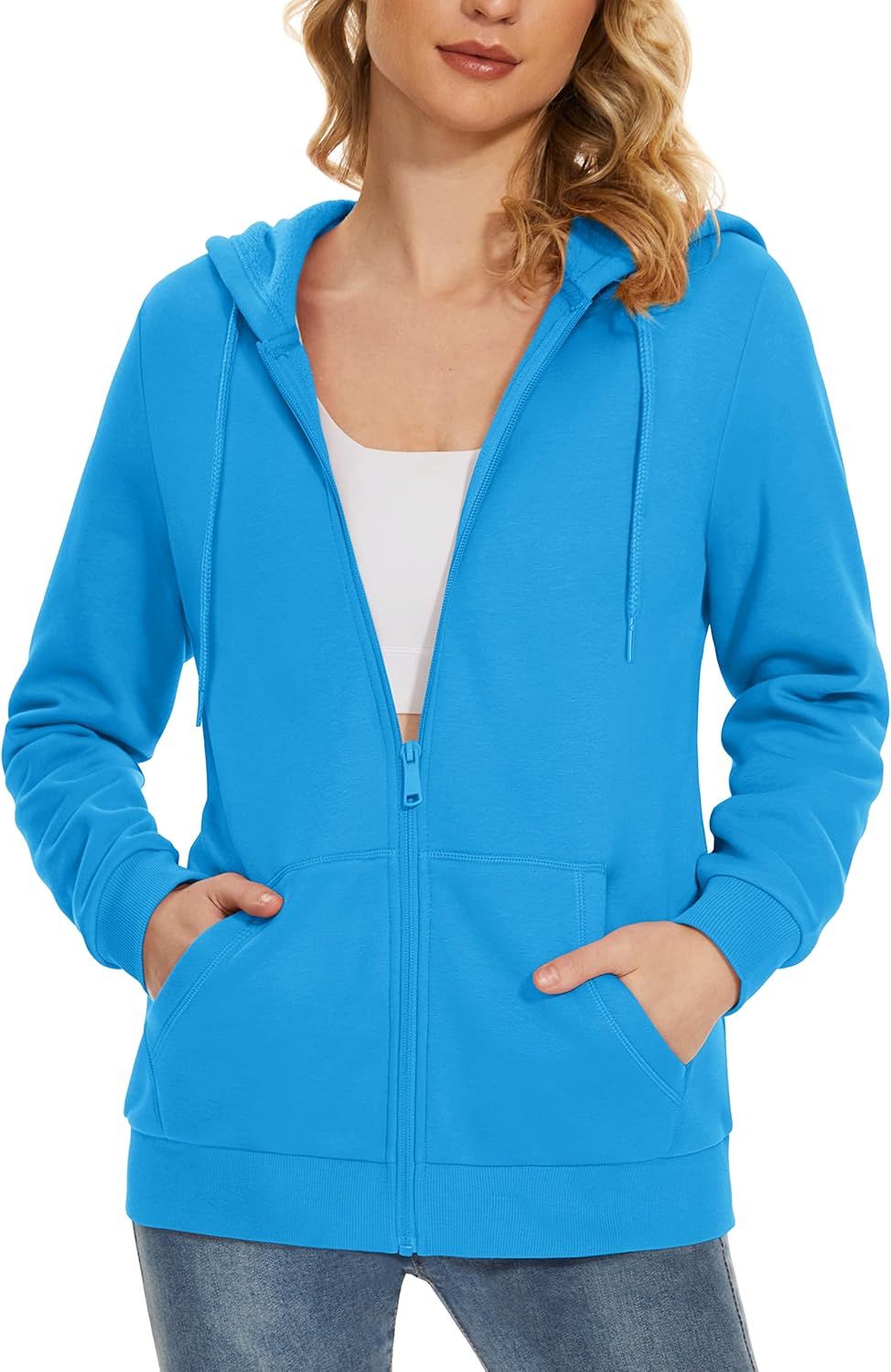 MAGCOMSEN Women's Fleece Lined Zip Up Hoodies for Comfort