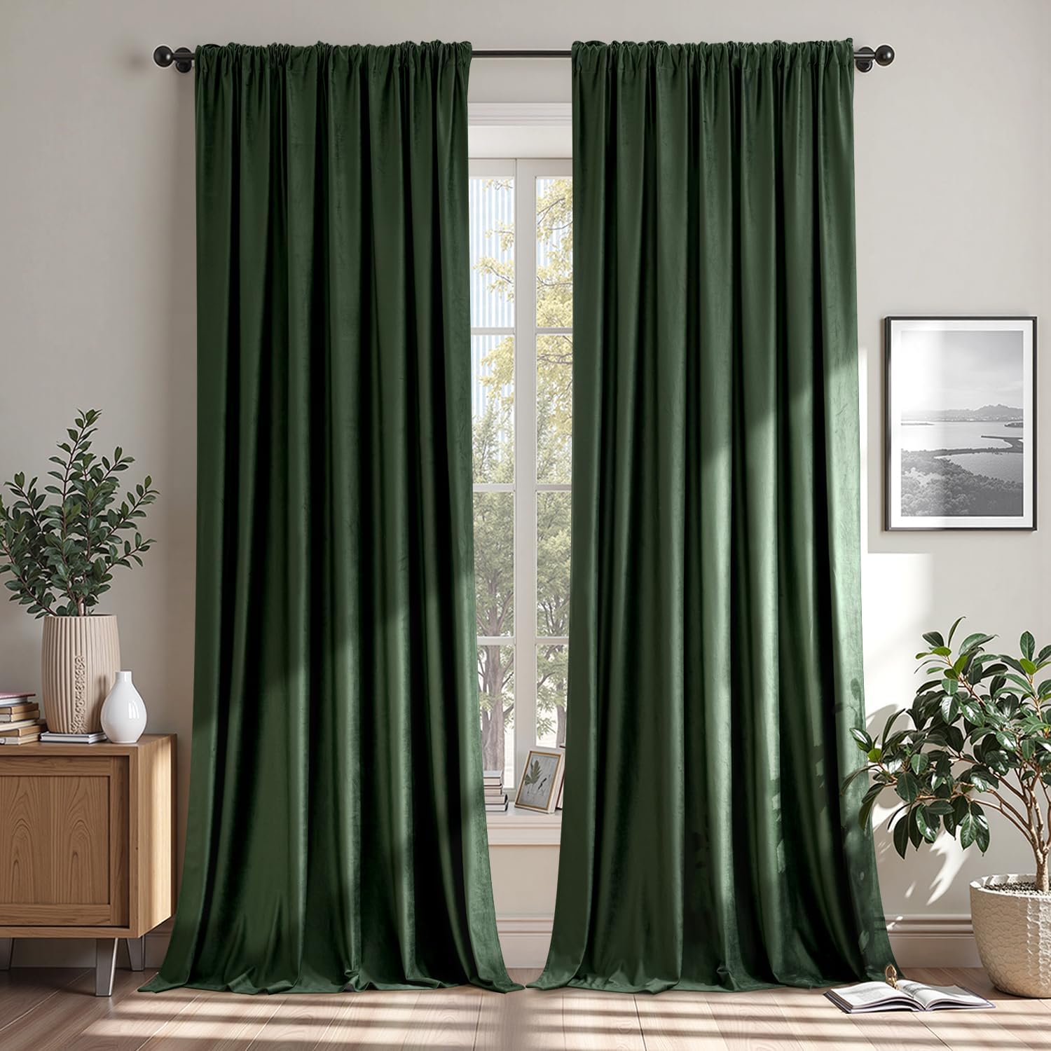 MIULEE Olive Green Velvet Curtains for Luxurious Home Decor