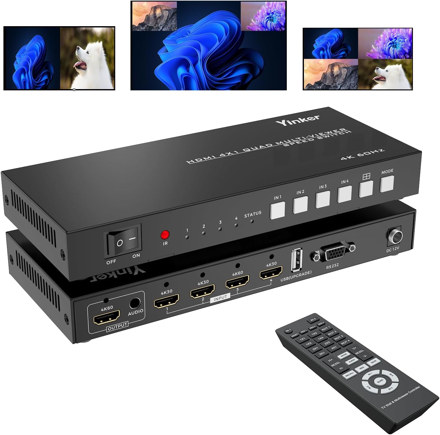 4K HDMI Quad Multi-viewer 4x1 Switcher for Ultimate Display