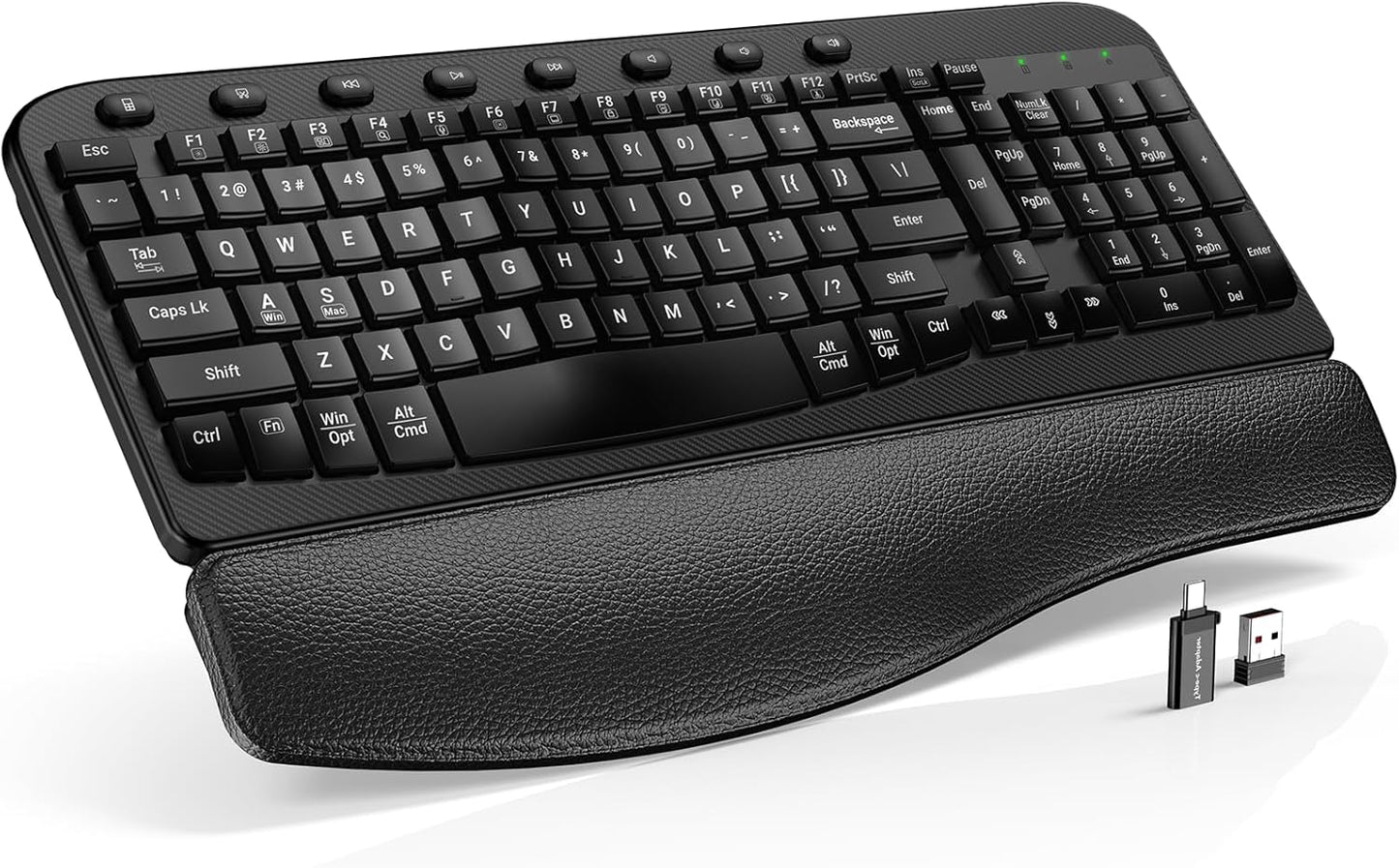 SABLUTE Wireless Keyboard - Ergo Wave Keys, Wrist Rest, Comfort Typing
