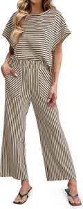 Tankaneo Womens Striped 2 Piece Lounge Set - Comfortable All-Season