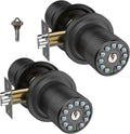 Smart Door Knob Keypad with Key 2 Pack - Matte Black, Keyless Entry