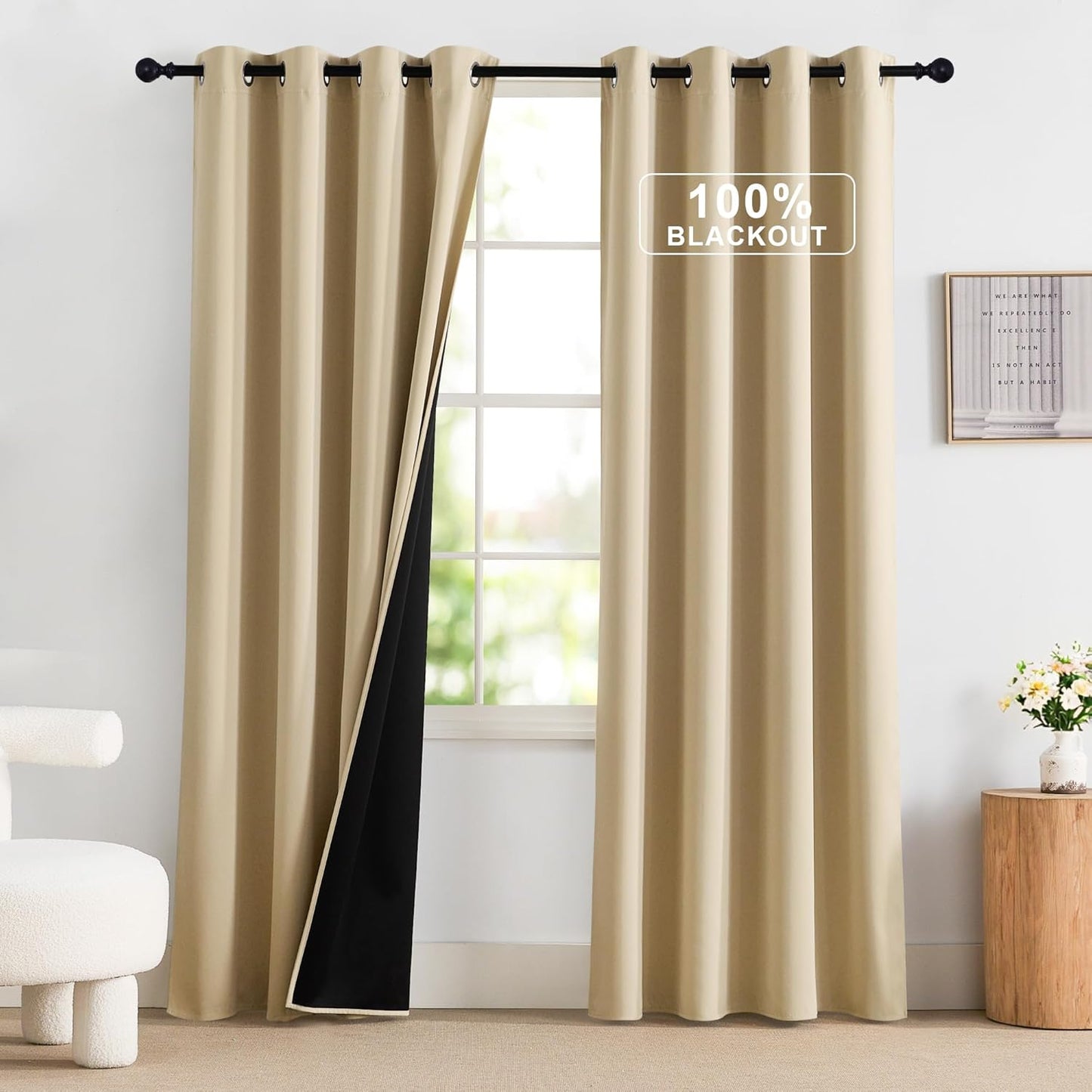 NICETOWN 100% Blackout Curtains for Total Darkness and Comfort