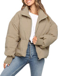 MEROKEETY Women's 2025 Winter Long Sleeve Zip Puffer Jacket - Warm 0-4