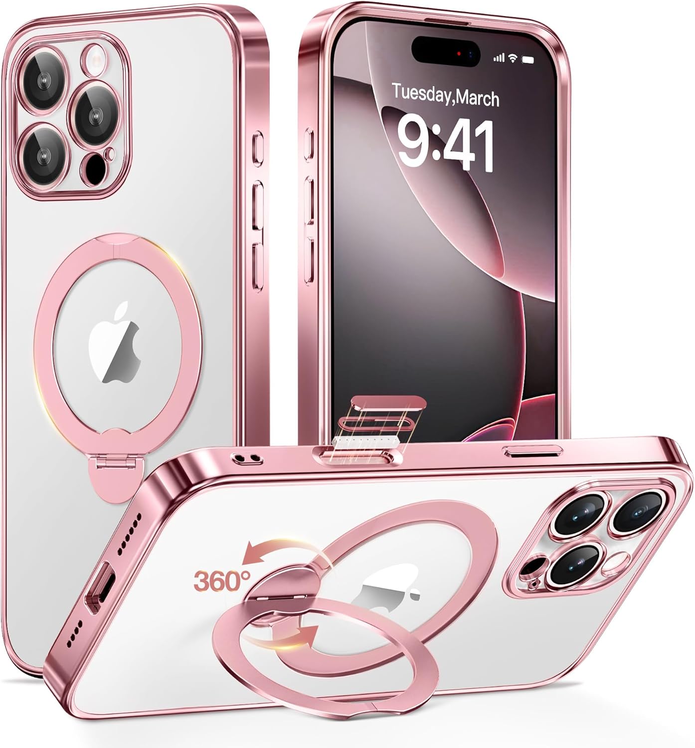 GolbinBox iPhone 16 Pro Case with 360 Spin Magnetic Stand