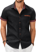Men's Casual Cotton Short Sleeve Button Down Dress Shirt - Comfortable