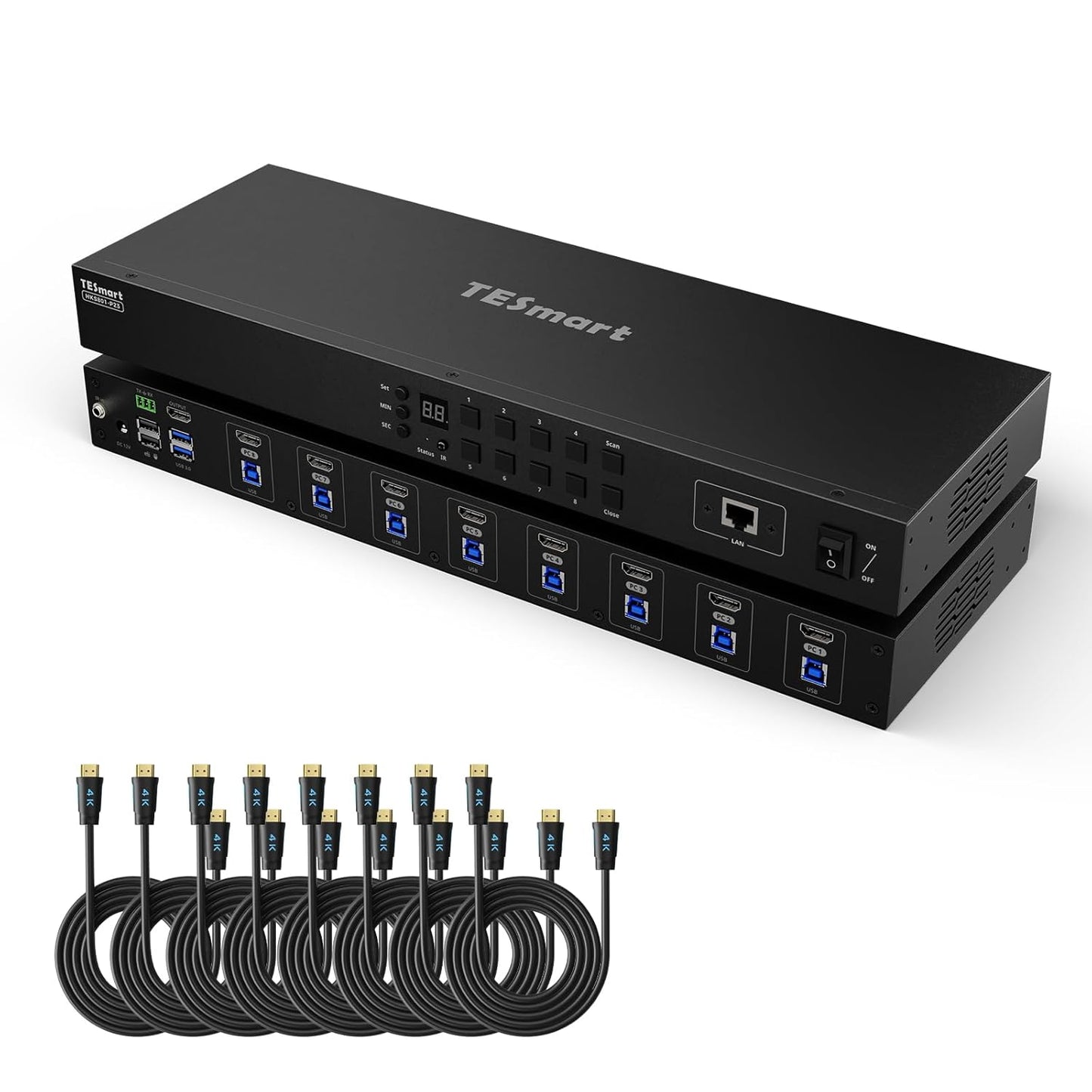 TESmart 8 Port HDMI KVM Switch 4K@60Hz with Remote Control