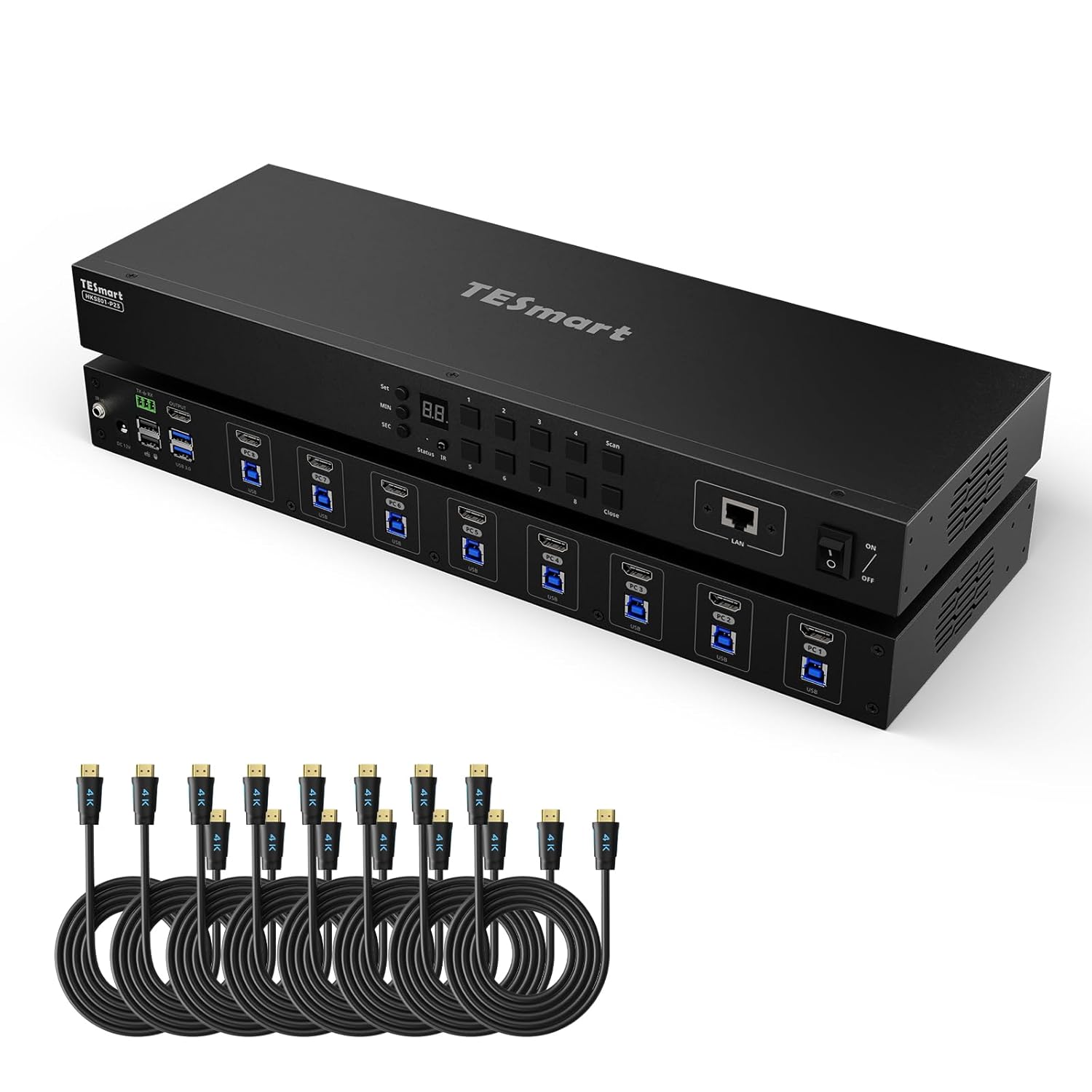 TESmart 8 Port HDMI KVM Switch 4K@60Hz with Remote Control