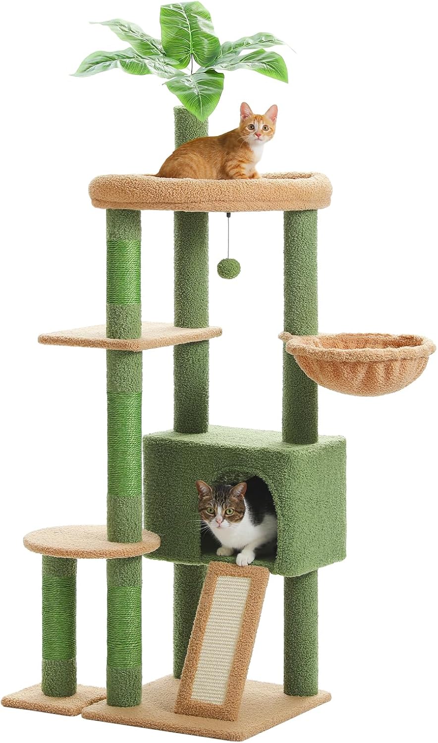 PEQULTI 53ft' Cat Tree for Indoor Cats with Large Condo & Perch