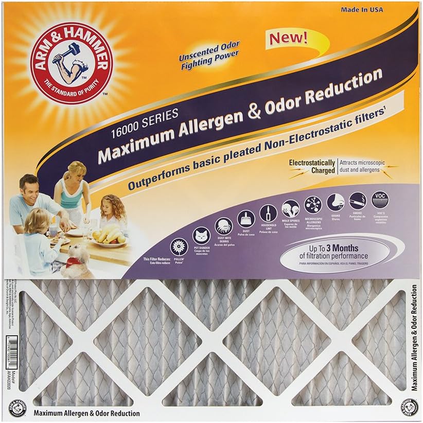 Arm & Hammer 4-Pack MERV 11 Air Filter: 20x30x1 - Max Allergen & Odor Reduction