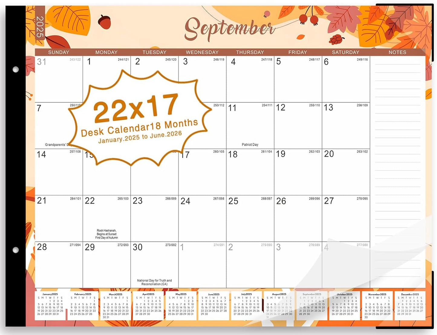 Large 18-Month Desk Calendar 2025-2026 for Ultimate Planning