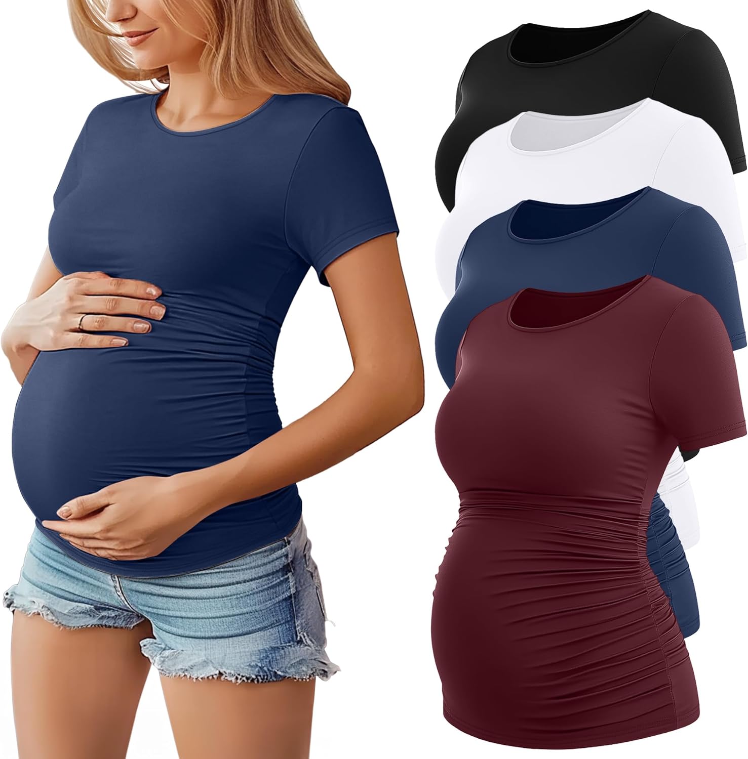 Comfortable Maternity Shirts for Stylish Moms - 4 Pack Set