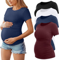 Women's Maternity Shirts 4 Pack - Soft Cotton Crew Neck Tees
