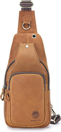 LUKZIJAES Genuine Leather Sling Bag for Men - Compact Travel Carry 6
