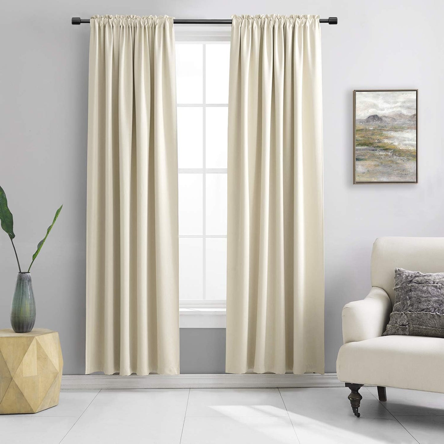 DONREN 84 inch Length Cream Beige Blackout Curtain Panels