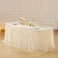Champagne Tulle Tablecloth for 8 ft Rectangle Tables - Elegant Fitted