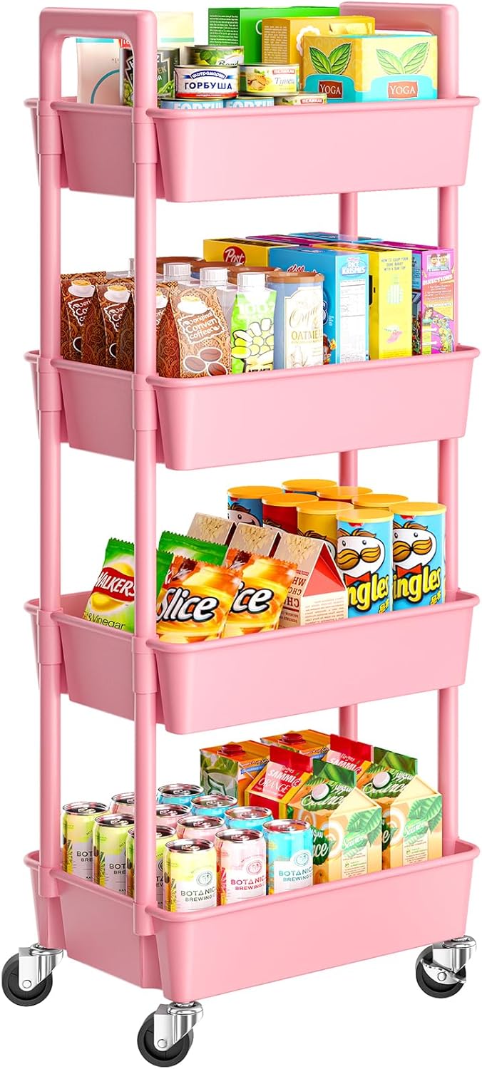 Pipishell 4-Tier Rolling Cart for Versatile Storage Solutions
