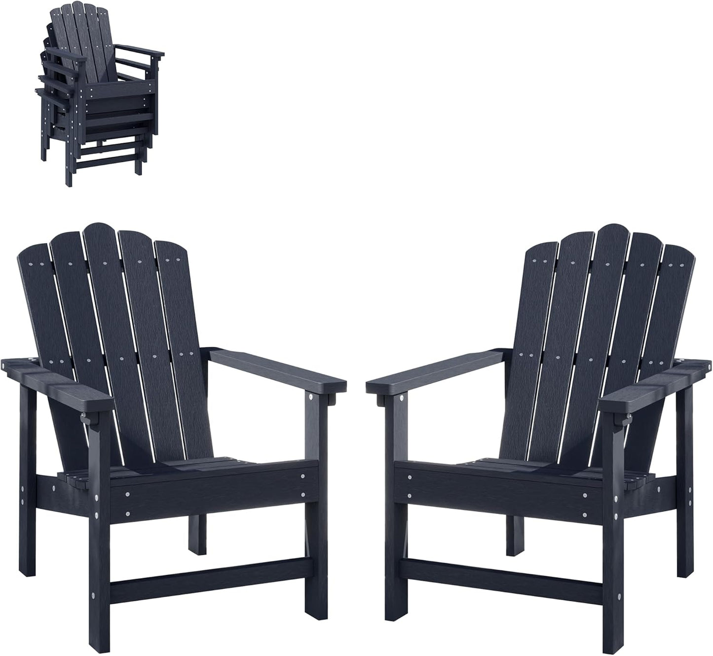 Stackable HDPE Adirondack Chairs Set of 2 for Outdoor Comfort