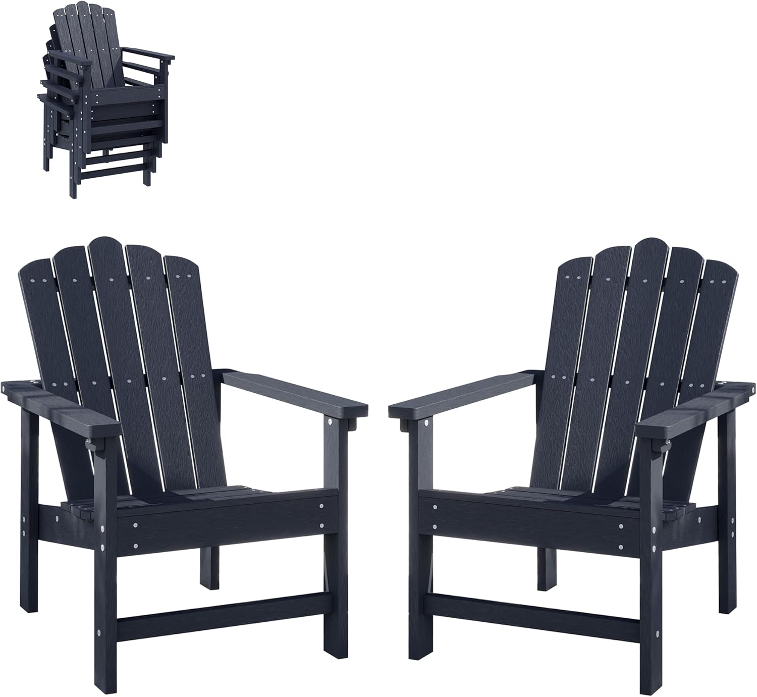 Stackable HDPE Adirondack Chairs Set of 2 for Outdoor Comfort