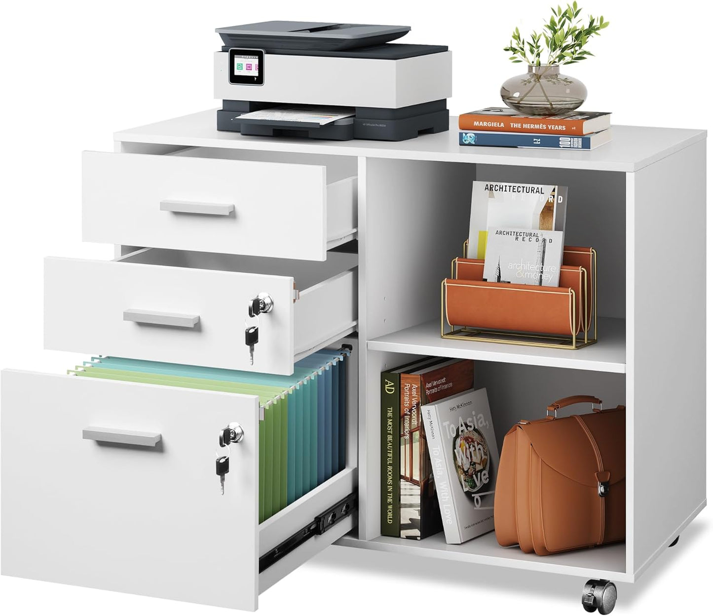DEVAISE 3-Drawer Wood File Cabinet with Lock for Home Office