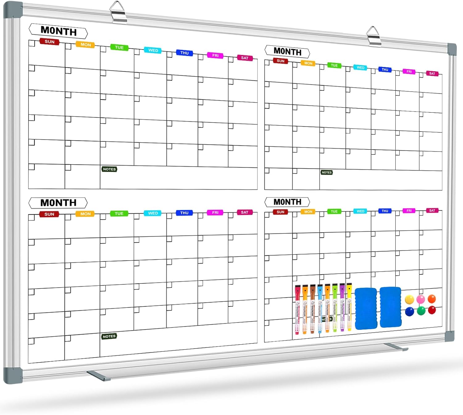 Magnetic Calendar Whiteboard for Wall - 48in x 36in Planner